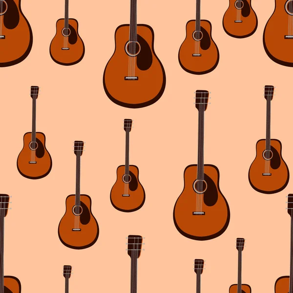 Gitarrsömlöst Mönster Stränginstrument Vektorillustration — Stock vektor