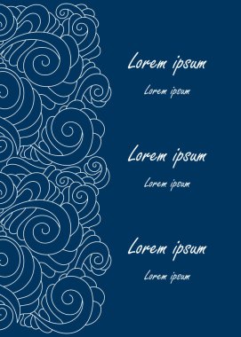 Bayram karikatür nesneleri, semboller tasarlamak. Vektör el çizildi. kopyalama alanı. Beyaz ve mavi. Tebrik kartları, posterler, davetiyeler için uygun.