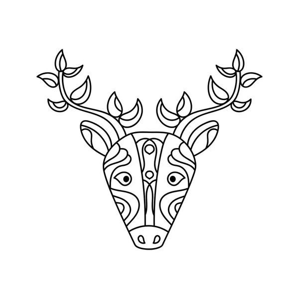 Coloring Book Pages Children Deer Hand Drawn Black White Vector — Stock Vector