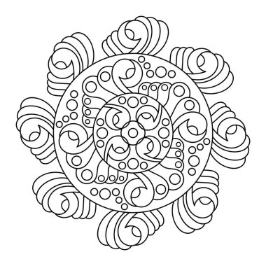 Boyama kitabı sayfası mandala. Doodle Doğrusal Sanat. Yetişkinler için stres giderici, çocuklar da dinlenmek için. Tasarım için elle çizilmiş dekoratif monokrom ögesi.