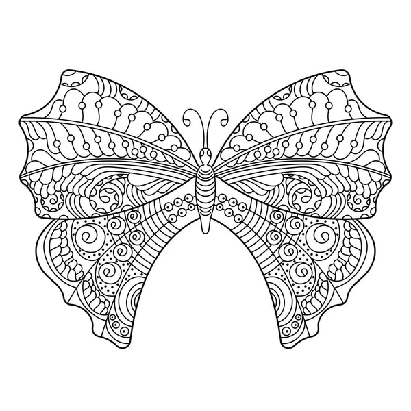 Omalovánky Motýl Omalovánky Pro Dospělé Starší Děti Ručně Kreslený Obrys — Stockový vektor