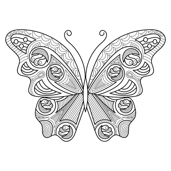 Butterflies Adult Older Children Stress Coloring Pages Line Art Style — Stockvector