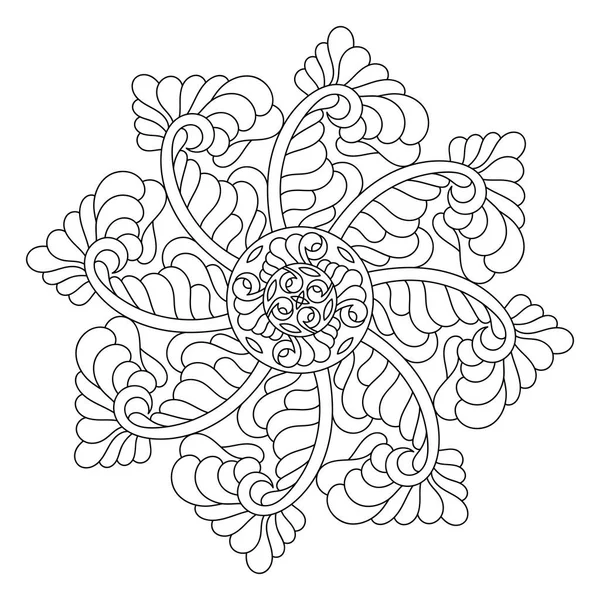 Colorir mandala página do livro. Doodle Linear art. Anti-stress para adultos e crianças para relaxar. Elemento monocromático decorativo desenhado à mão para design — Vetor de Stock