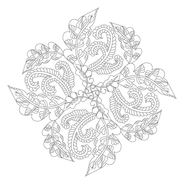 Livre à colorier mandala. Doodle L'art linéaire. Anti stress pour adultes et enfants pour se détendre. Elément décoratif monochrome dessiné à la main pour la conception — Image vectorielle