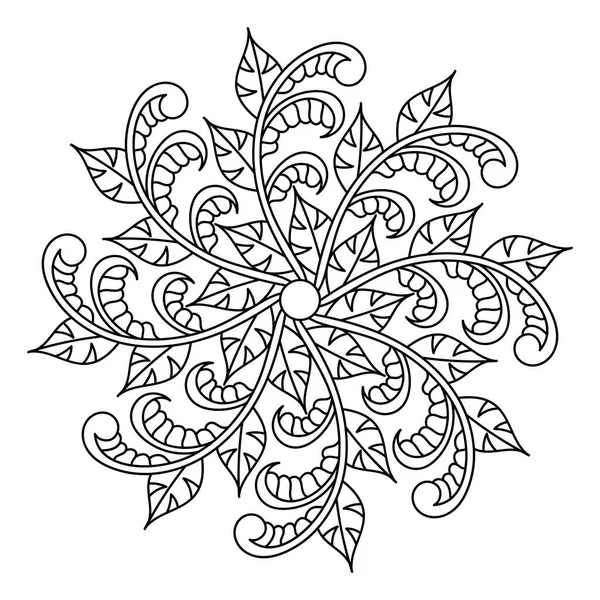 Mandala. Desenho de livro para colorir. Doodle Linear art. Anti-stress para adultos e crianças para relaxar. Elemento monocromático decorativo desenhado à mão para design — Vetor de Stock