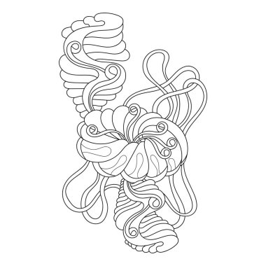 Fantastik çiçek, yetişkinler ve büyük çocuklar için sayfa boyama kitabı. Süslü bir el çizimi. Vektör illüstrasyonu,