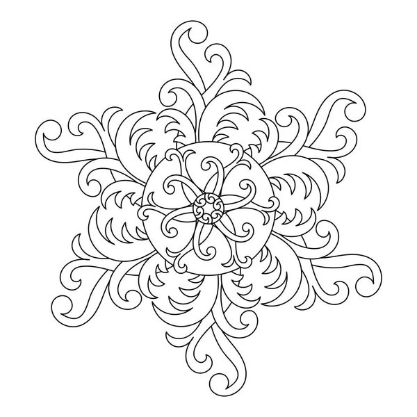 Libro Para Colorear Mandala Flor Fantástica Copo Nieve Para Adultos — Vector de stock