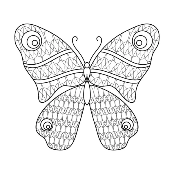 Mariposas Para Colorear Páginas Para Adultos Niños Mayores Estilo Garabato — Vector de stock