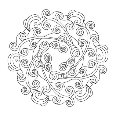 Boyama kitabı, mandala, muhteşem çiçek, Mehndi çiçek deseni. Yetişkinler ve büyük çocuklar için. Elle çizilmiş vektör çizimi. Etnik doğu tarzı dekorasyon, Hint tarzı.