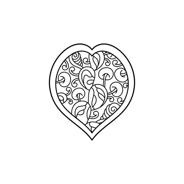 Coeur Livre Colorier Avec Beaucoup Détails Coloriage Coeur Valentin Illustration — Image vectorielle
