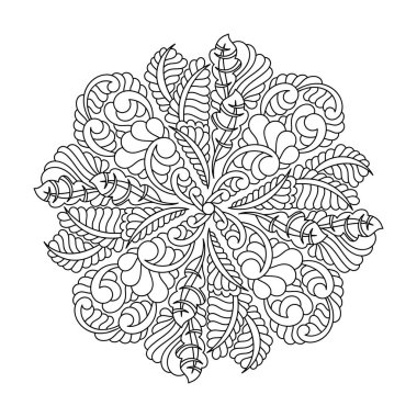 Boyama kitabı, mandala, muhteşem çiçek, Mehndi çiçek deseni. Yetişkinler ve büyük çocuklar için. Elle çizilmiş vektör çizimi. Etnik doğu tarzı dekorasyon, Hint tarzı.