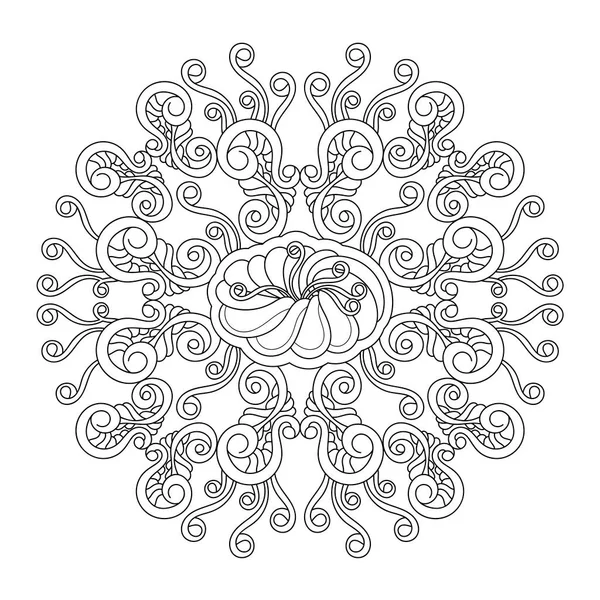 Livro para colorir, mandala, flor fantástica, padrão de flor Mehndi. Para adultos e crianças mais velhas. — Vetor de Stock