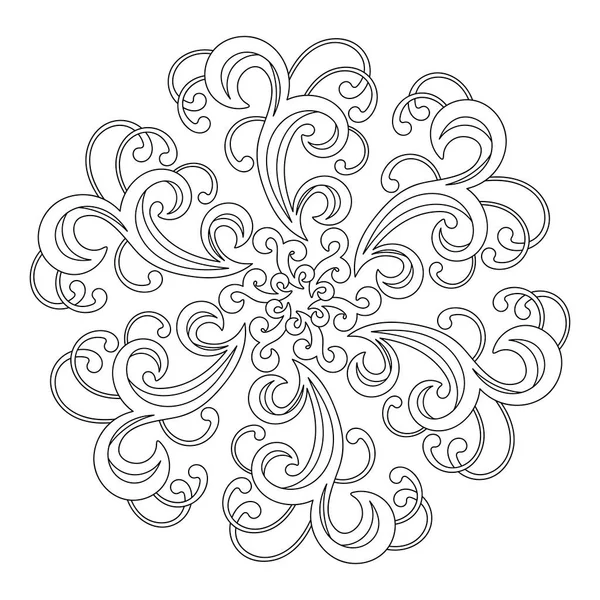 Kleurboek, mandala, abstract patroon. Voor volwassenen en oudere kinderen. Sierlijke met de hand getekende vectorafbeelding. — Stockvector