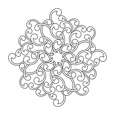 Boyama kitabı, mandala, soyut elementler, çiçek deseni. Yetişkinler ve büyük çocuklar için. El çizimi vektör illüstrasyonunu düzenle,