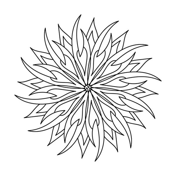 Malbuch Blume Mit Spitzen Blütenblättern Mandala Handgezeichnete Vektorillustration Für Malvorlagen — Stockvektor