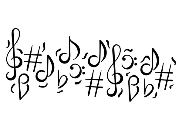 Bordure Dessinée Main Festival Concert Musique Fond Vectoriel Doodle Note — Image vectorielle