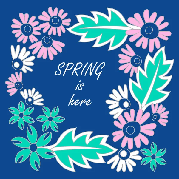 Der Frühling Ist Doodle Hand Zeichnung Hintergrund Blumen Blätter Vektorabbildung — Stockvektor