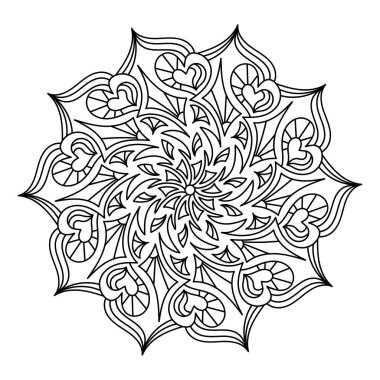 Yetişkinler ve büyük çocuklar için boyama kitabı. El yapımı Petal Mandala, dekoratif element. Vektör Modern Tasarım.