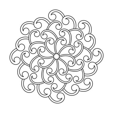 Boyama kitabı, mandala, soyut elementler, çiçek deseni. Yetişkinler ve büyük çocuklar için. El çizimi vektör illüstrasyonunu düzenle.