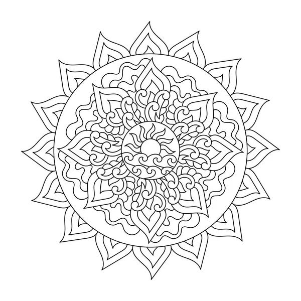 Mandala Symbool Van Zomer Zee Meditatieve Tekening Voor Kleuring Met — Stockvector