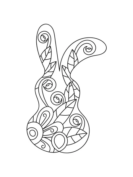 Coloring Book Adults Children Rabbit Silhouette Art Therapy Hand Drawn — Stock Vector