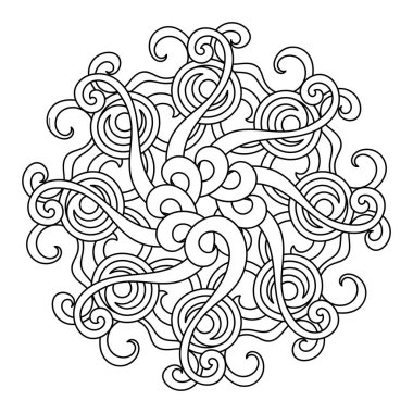Boyama kitabı, mandala, soyut elementler, çiçek deseni. Yetişkinler ve büyük çocuklar için. El çizimi vektör illüstrasyonunu düzenle