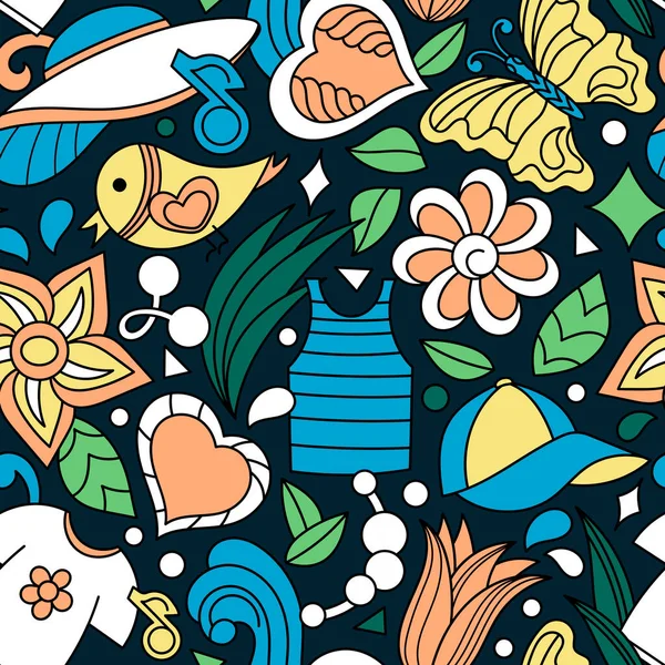 Elle çizilmiş kusursuz bir arka plan. Yaz tatili modeli.