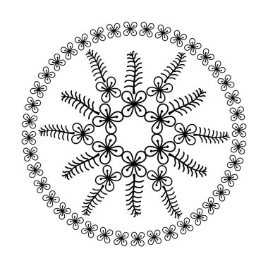 Adinkra 'nın antik etnik sembollerine sahip vektör mandala. Afrikalı ve kabilelerin ayinsel ekran baskısı. Sanatsal el resmi.