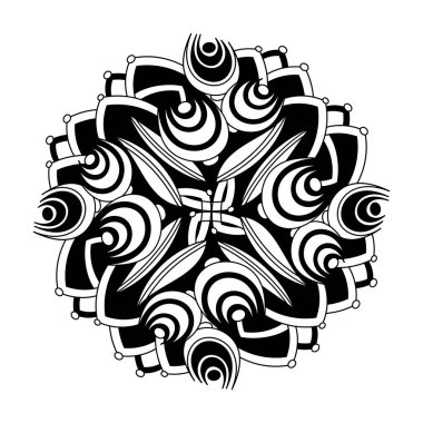 Tek renkli Mandala, dekoratif süs, desenli tasarım vektörü