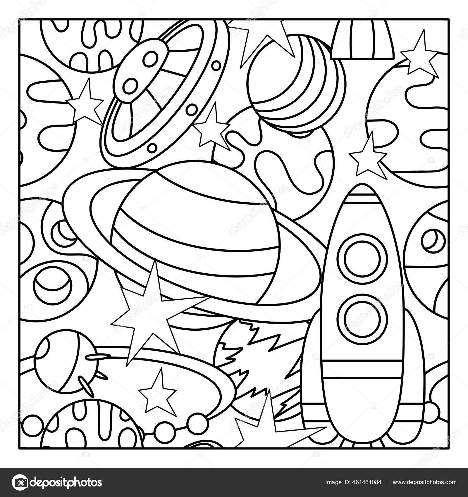 Download Coloring Book Adults Older Children Vector Space Pattern Star Spaceships Vector Image By C Axenova N Yandex Ru Vector Stock 461461084