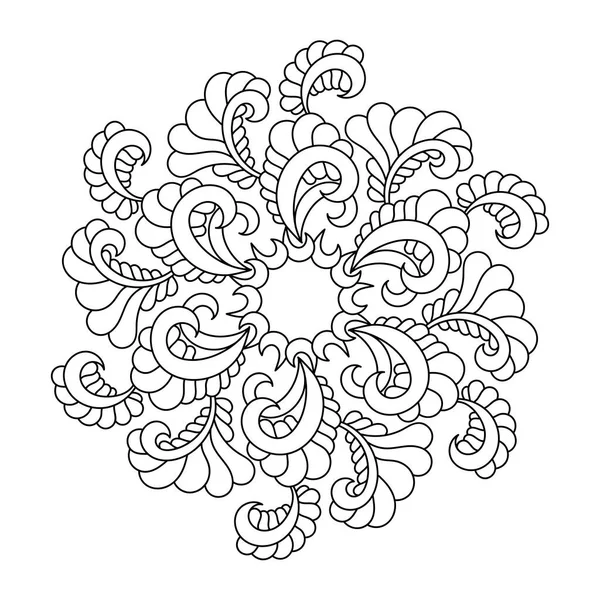 Livro para colorir para adultos e crianças. Mandala flor com estilo floral moderno, padrão desenhado à mão. —  Vetores de Stock