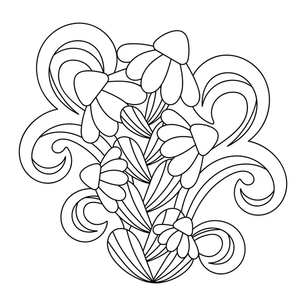 Coloriages pour adultes et enfants plus âgés. Plantes fantastiques et éléments de gribouillage. Livre à colorier vectoriel dessiné à la main. — Image vectorielle