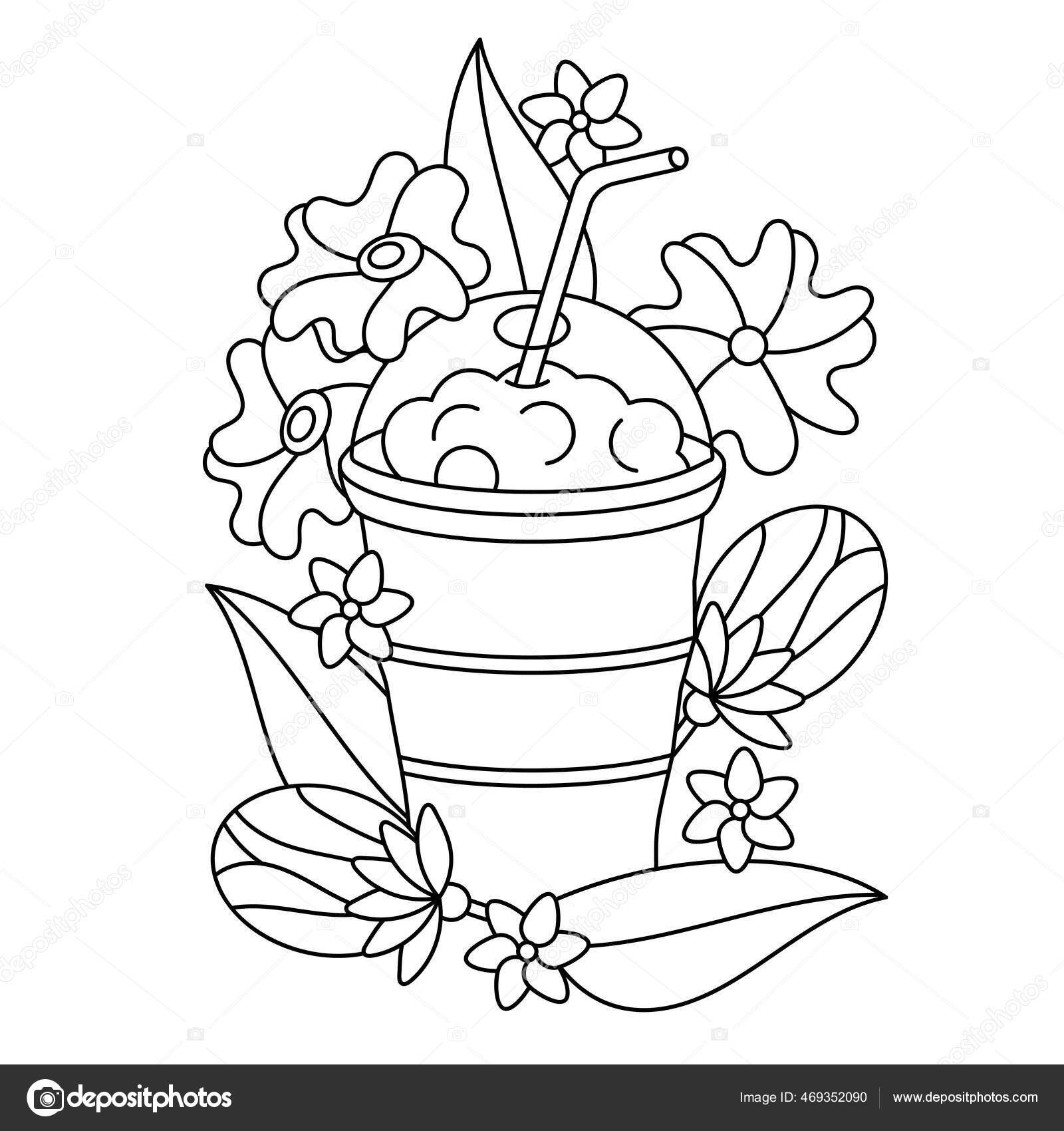 Milkshake Coloring Page - Desenho Para Colorir Milk Shake - Free  Transparent PNG Clipart Images Download