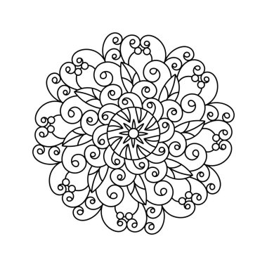 Boyama kitabı, mandala, soyut elementler, çiçek deseni. Yetişkinler ve büyük çocuklar için. El çizimi vektör illüstrasyonunu düzenle