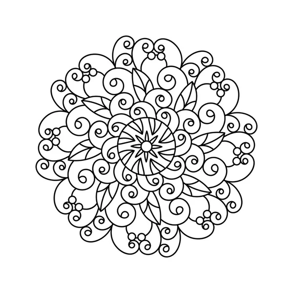 Malbuch, Mandala, abstrakte Elemente, Blumenmuster. Für Erwachsene und ältere Kinder. Ornate handgezeichnete Vektorillustration — Stockvektor