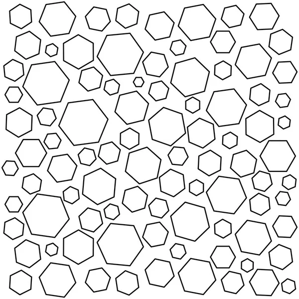 Abstracte Patroon Hexagons Van Verschillende Afmetingen Moderne Stijlvolle Textuur Zwart — Stockvector