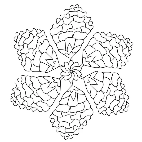 Målarbok Botaniska Mandala För Äldre Barn Handritad Vektorillustration — Stock vektor