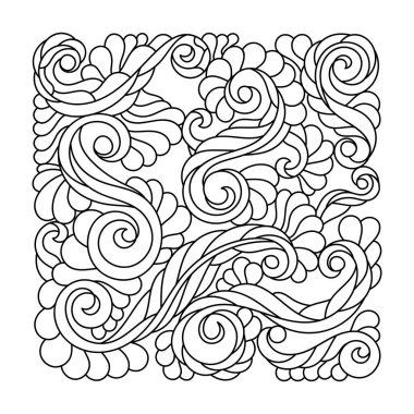 El çizimi girdaplar. Baştan savma çizimler yap. Kıvırcık vektör tasarımı. Boyama kitabı için satır sanatı.