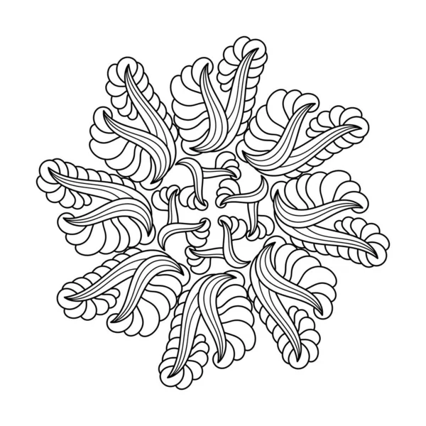 Livro para colorir para adultos e crianças. Mandala flor com estilo floral moderno, padrão desenhado à mão. —  Vetores de Stock