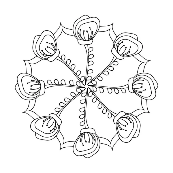 Mandala de flores. Diseño de libros para colorear. Flores y elementos decorativos. ilustraciones vectoriales — Vector de stock