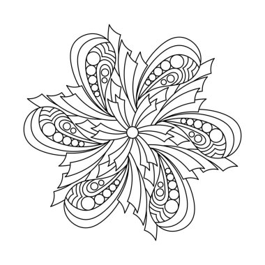 Boyama kitabı sayfası mandala. Flower Fancy Deseni, Vintage dekoratif elementler.