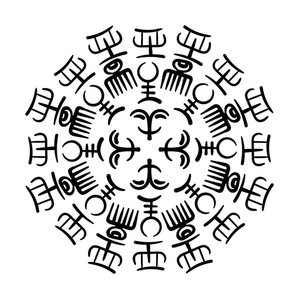 Symboles Adinkra Illustration Vectorielle Ronde Avec Anciens Symboles Ethniques Tribaux — Image vectorielle