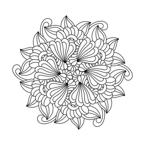 Yetişkinler Büyük Çocuklar Için Mandala Boyama Kitabının Sayfası Çiçek Dekoratif — Stok Vektör