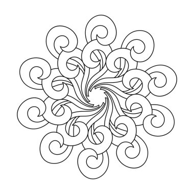 Boyama kitabı, mandala, soyut elementler, çiçek deseni. Yetişkinler ve büyük çocuklar için. El çizimi vektör illüstrasyonunu düzenle.