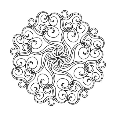 Yetişkin ve büyük çocuklar için boyama kitabı. Modern çiçekli mandala çiçeği.