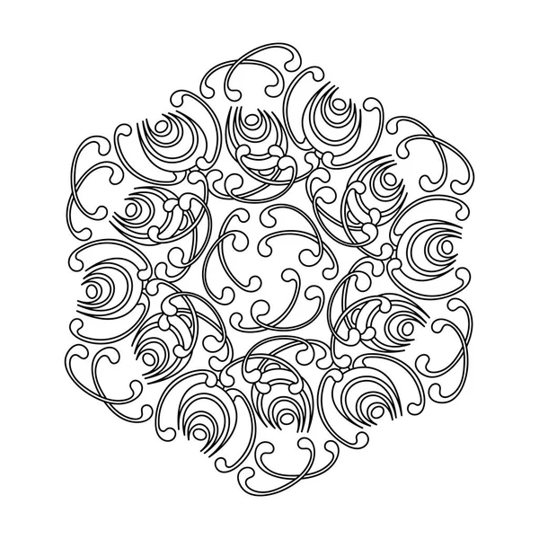 Libro para colorear para adultos y niños mayores. Flor de Mandala con estilo floral moderno. Motivo vectorial abstracto mandala en blanco y negro. — Archivo Imágenes Vectoriales