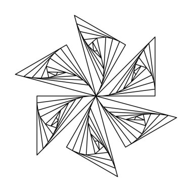 Coloring book for adults. Monochrome abstract mandala, 3d six-pointed star. Geometric ornament, optical illusion, patterned design element.