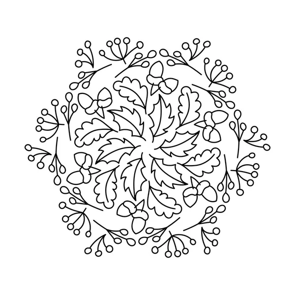 Livro Colorir Mandala Floral Para Adultos Crianças Linha Desenhada Mão — Vetor de Stock