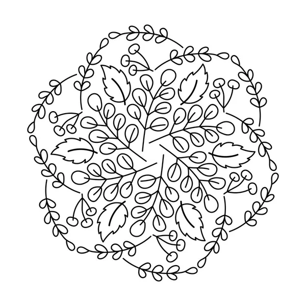 Malbuch Für Erwachsene Und Kinder Florales Mandala Muster Schwarz Und — Stockvektor