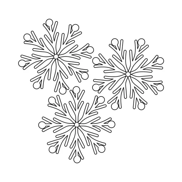 Coloring Book Page Children Simple Snowflakes Hand Drawn Vector Illustration — Vector de stock